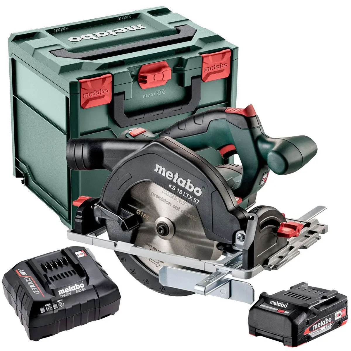 Metabo Ks 18 Ltx 57 18V 165Mm Circular Saw With 1 X 2.0Ah Battery Charger & Metabox 1