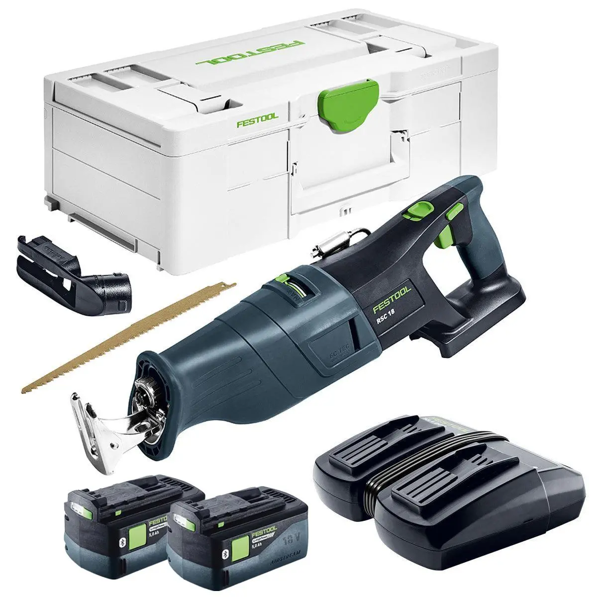 Festool Rsc 18 Eb-Basic 18V Brushless Reciprocating Saw - 576947 With 2 X 5.0Ah Batteries & Charger 1