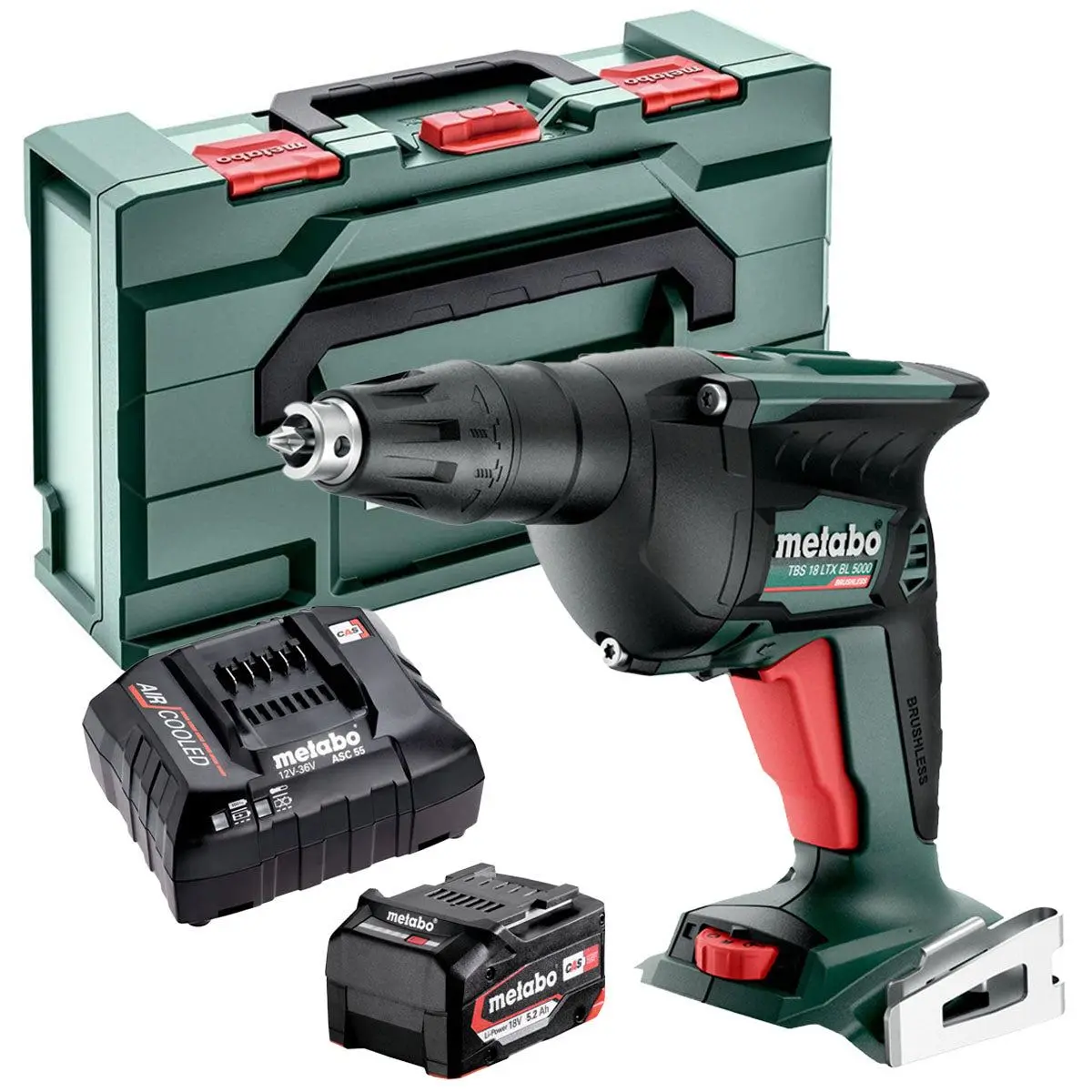 Metabo Tbs 18 Ltx Bl 5000 18V Brushless Drywall Screwdriver With 1 X 5.2Ah Battery Charger & Metabox 1