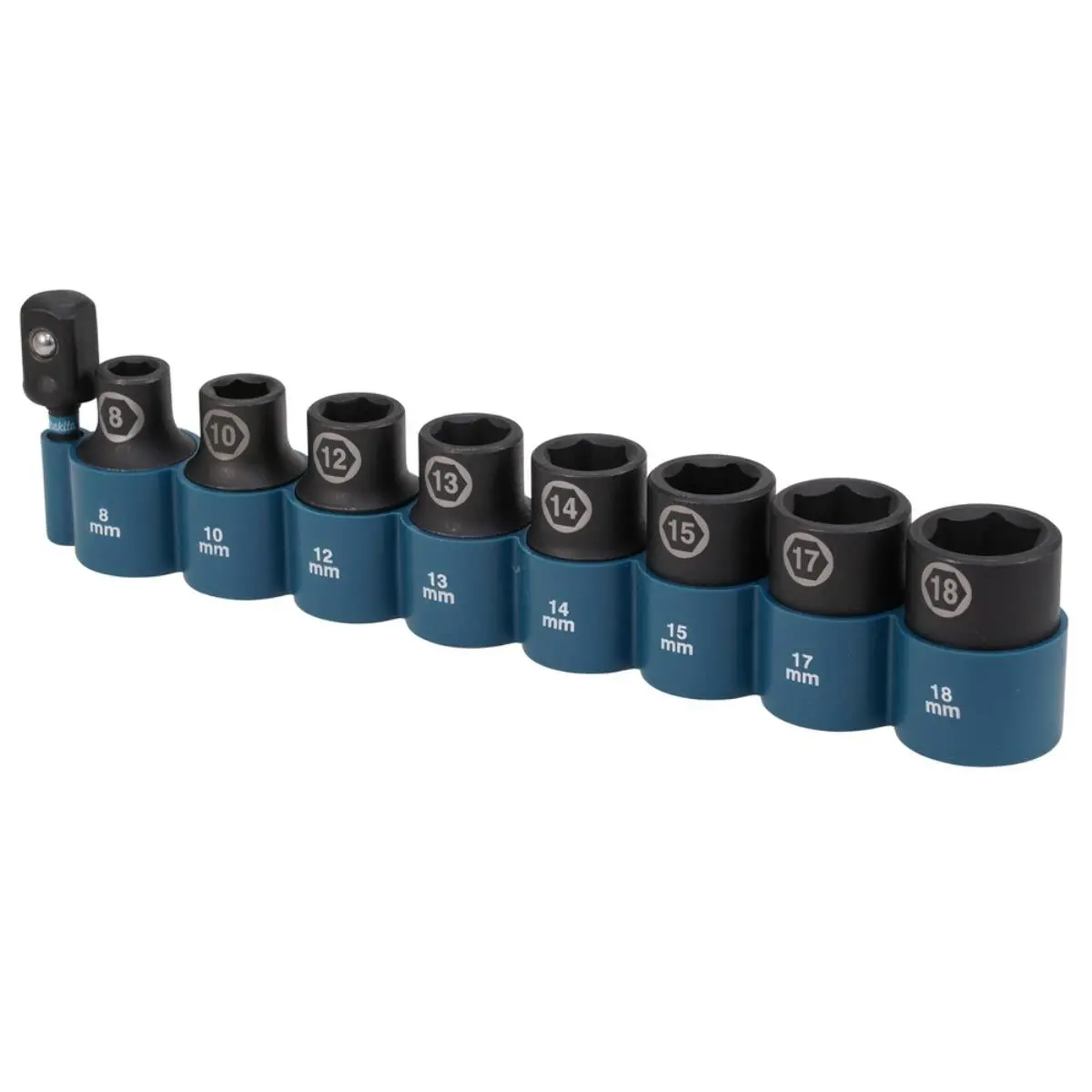 Makita E-16645 9 Piece 1/2'' Impact Socket Set With Hex Adapter 1