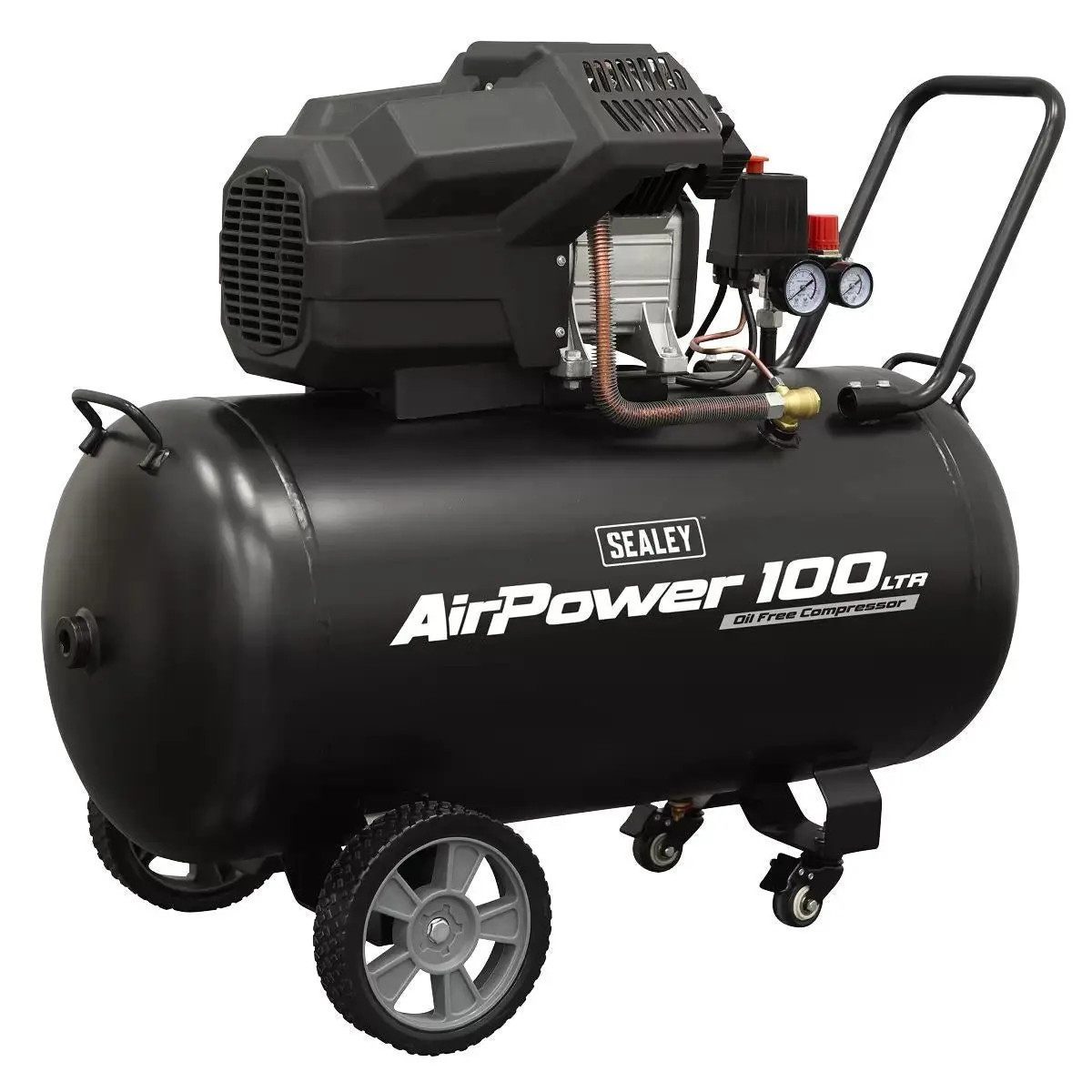 Sealey Sac10002 Air Compressor 100L V-Twin Oil Free Direct Drive 3Hp/230V 1
