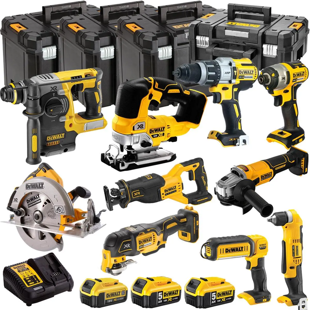Dewalt 18V 10 Piece Combo Kit With 3 X Batteries & Charger T4tkit-1399 1
