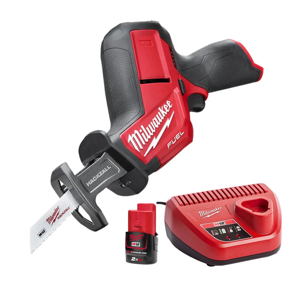 Milwaukee M12chz-0 12V Fuel Brushless Hackzall Reciprocating Saw With 1 X 2.0Ah Battery & Charger 1