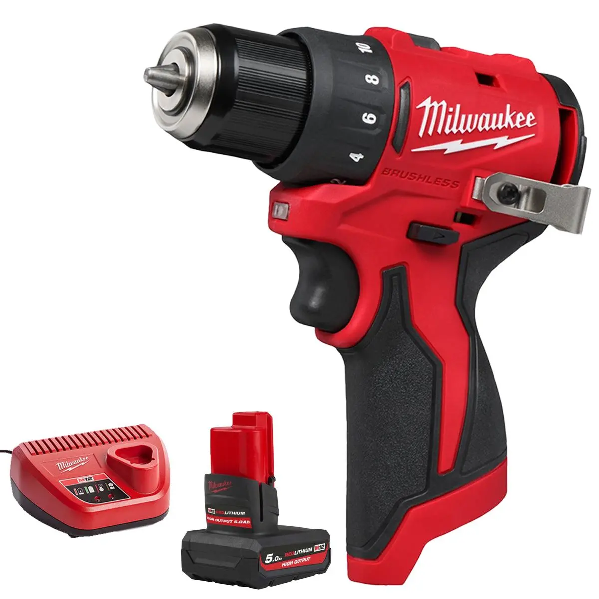 Milwaukee M12blddrc-0 12V Brushless Drill Driver With 1 X 5.0Ah Battery & Charger 1