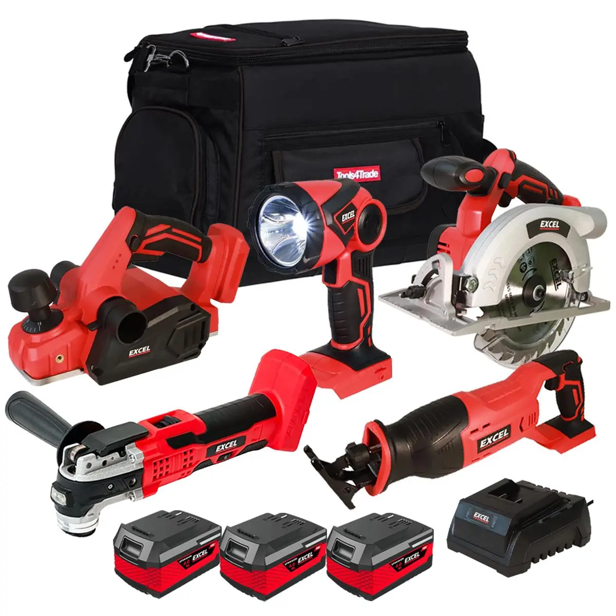 Excel 18V 5 Piece Power Tool Kit With 3 X 4.0Ah Batteries Exl10193 1