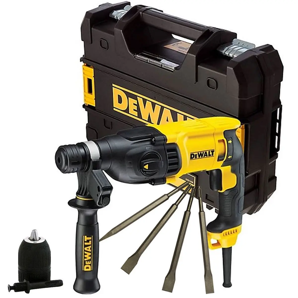 Dewalt D25133k 3 Mode Sds+ Rotary Hammer 240V With 4 Piece Chisel Set + Keyless Chuck 1