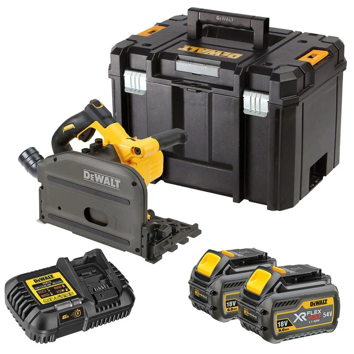 Dewalt Dcs520t2 54V Flexvolt Brushless 165Mm Plunge Saw With 2 X 6.0Ah Batteries Charger & Case 1