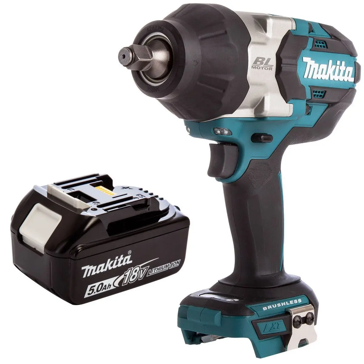 Makita Dtw1002z 18V 1/2" Brushless Impact Wrench With 1 X 5.0Ah Battery 1
