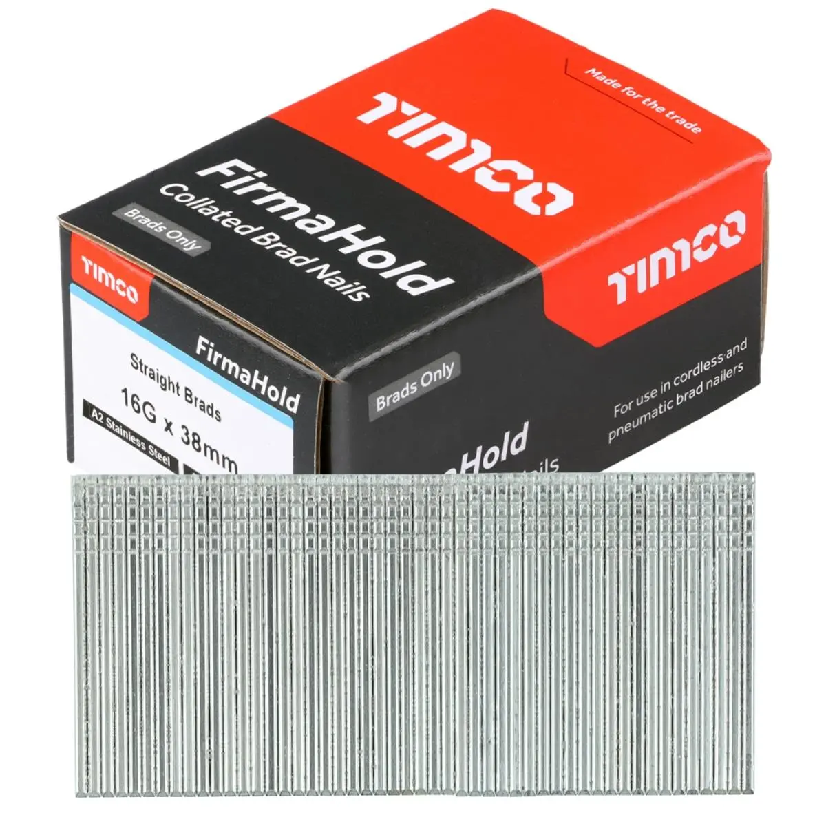 Firmahold 38Mm A2 Stainless Steel 16 Gauge 2000 Straight Collated Brad Nails Bss1638 1