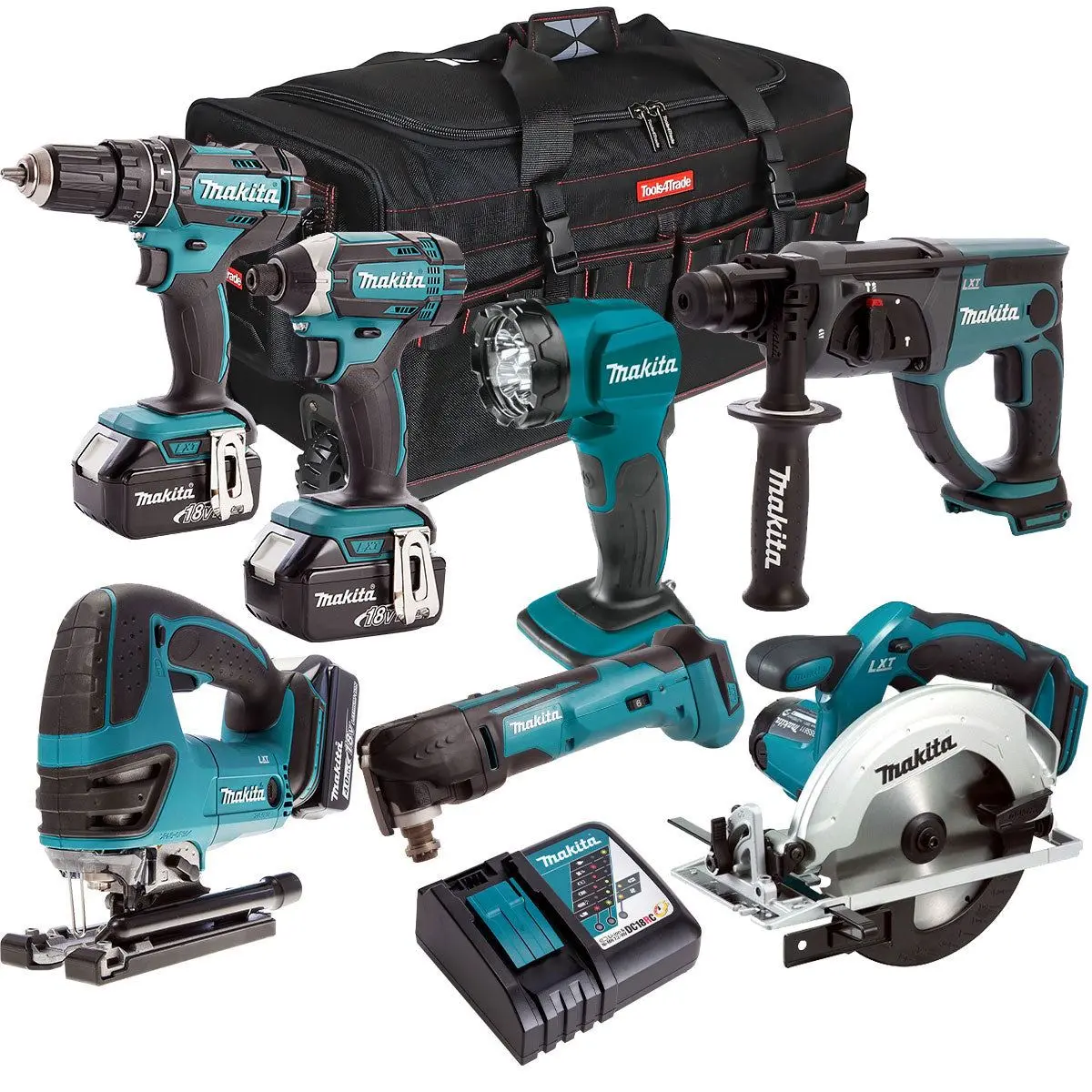 Makita 18V 7 Piece Cordless Kit With 3 X 5.0Ah Batteries & Charger T4tkit-205 1