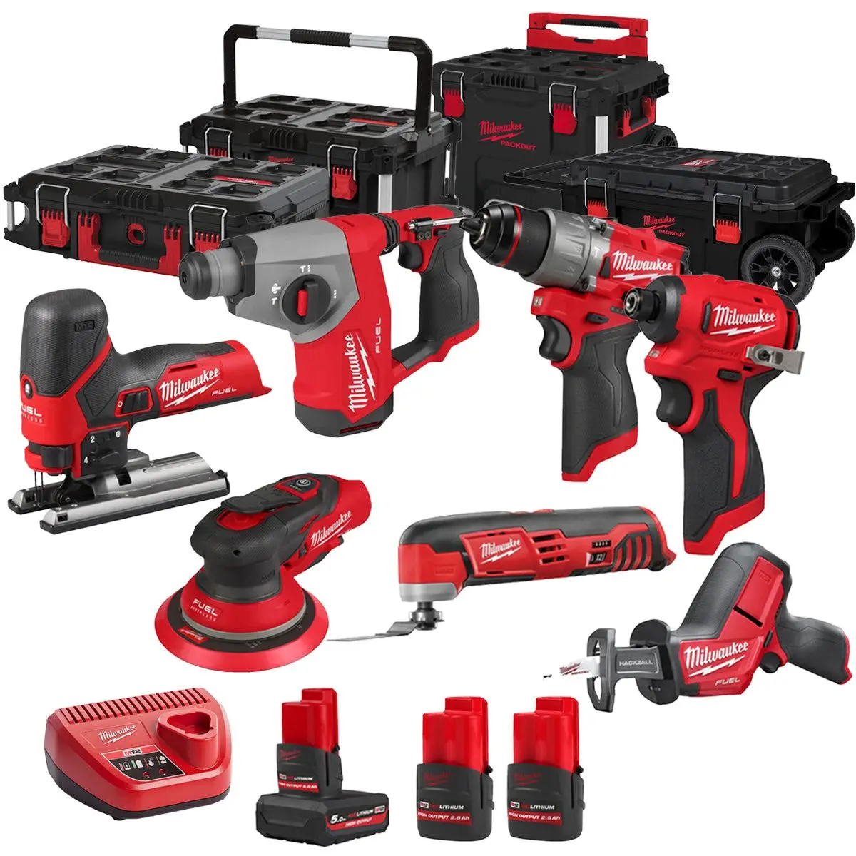 Milwaukee 12V 7 Piece Power Tool Kit With 3 X Batteries T4tkitm - 18495 1