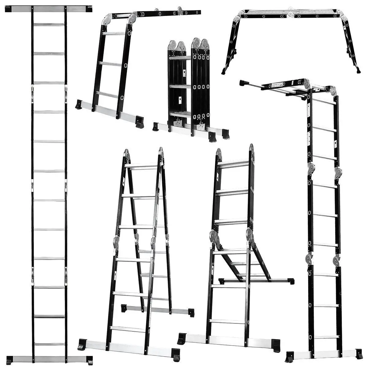 Excel 12 Tread Steel Multi-Purpose Combination Ladder With Platform 1