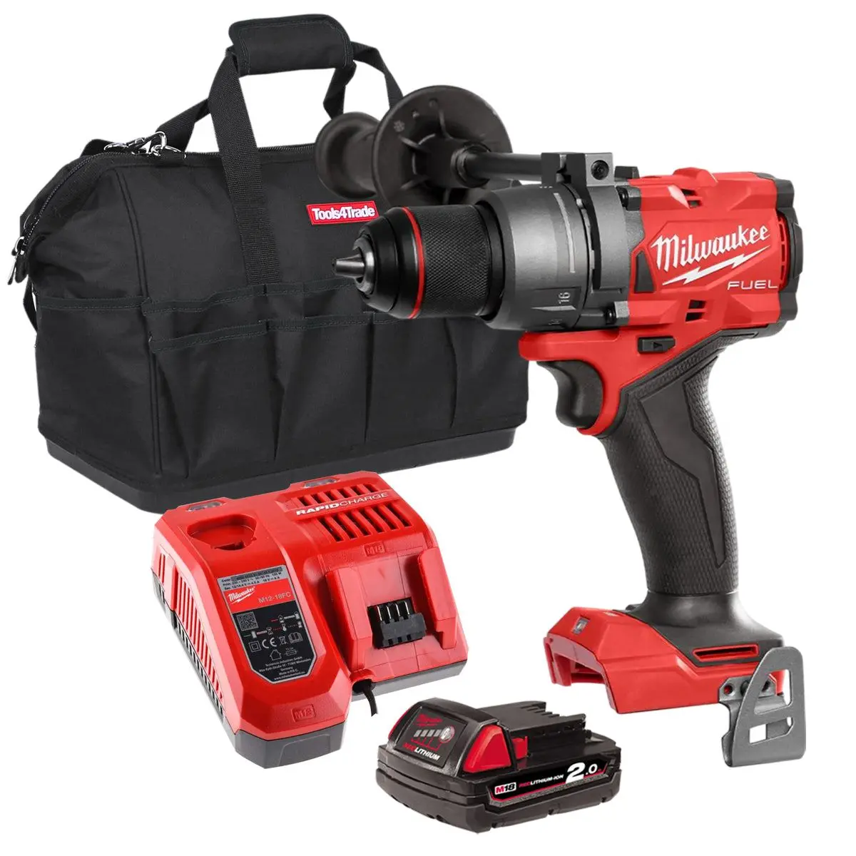 Milwaukee M18fpd3-0 18V Fuel Brushless Combi Drill With 1 X 2.0Ah Battery Charger & Bag 1