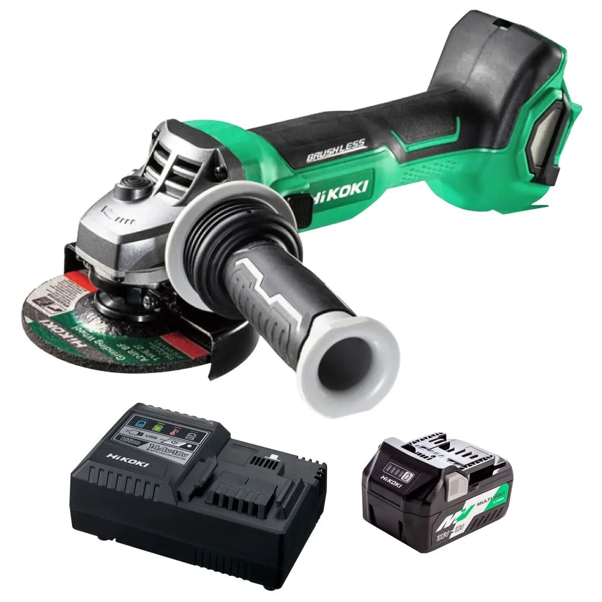Hikoki G1812daw4z 18V Brushless 115Mm Angle Grinder With 1 X 2.5Ah/5.0Ah Battery & Charger 1