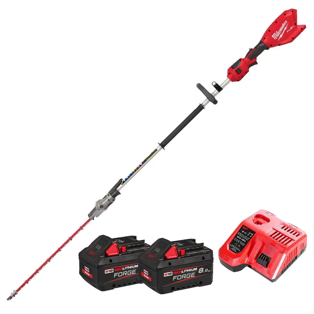 Milwaukee M18fhete22-802 18V Fuel Brushless 216Cm Extended Pole Hedge Trimmer With 2 X 8.0Ah Battery & Charger 4933498517 1