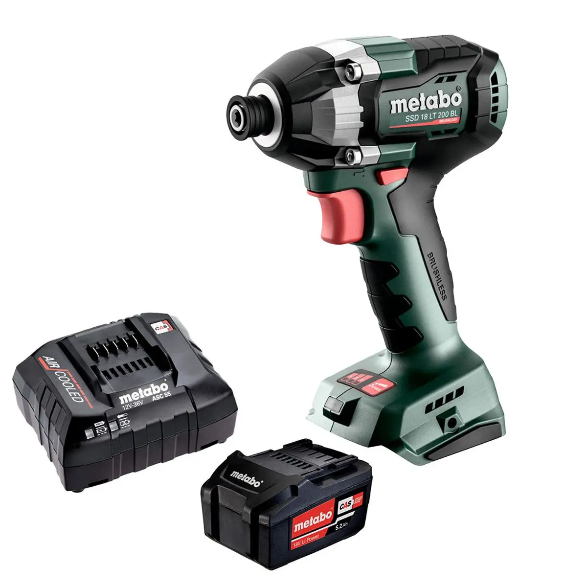 Metabo Ssd 18 Lt 200 Bl 18V Brushless 1/4" Impact Driver With 1 X 5.2Ah Battery & Charger 1
