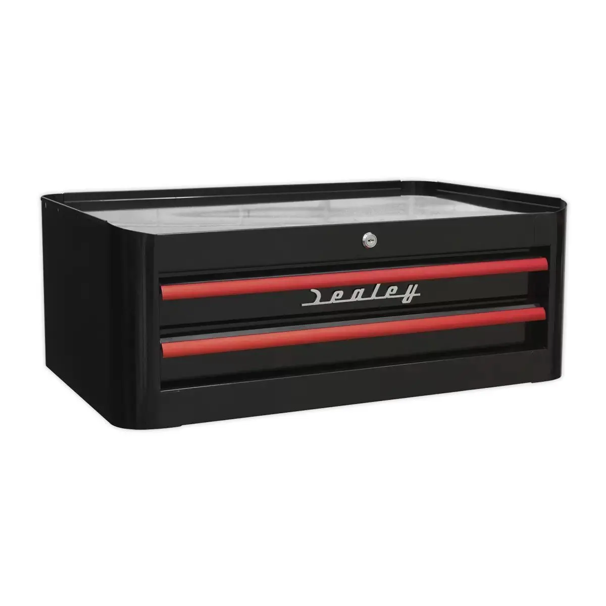 Sealey Ap28102br 2 Drawer Retro Style Mid-Box - Black With Red Anodised Drawer Pulls 1