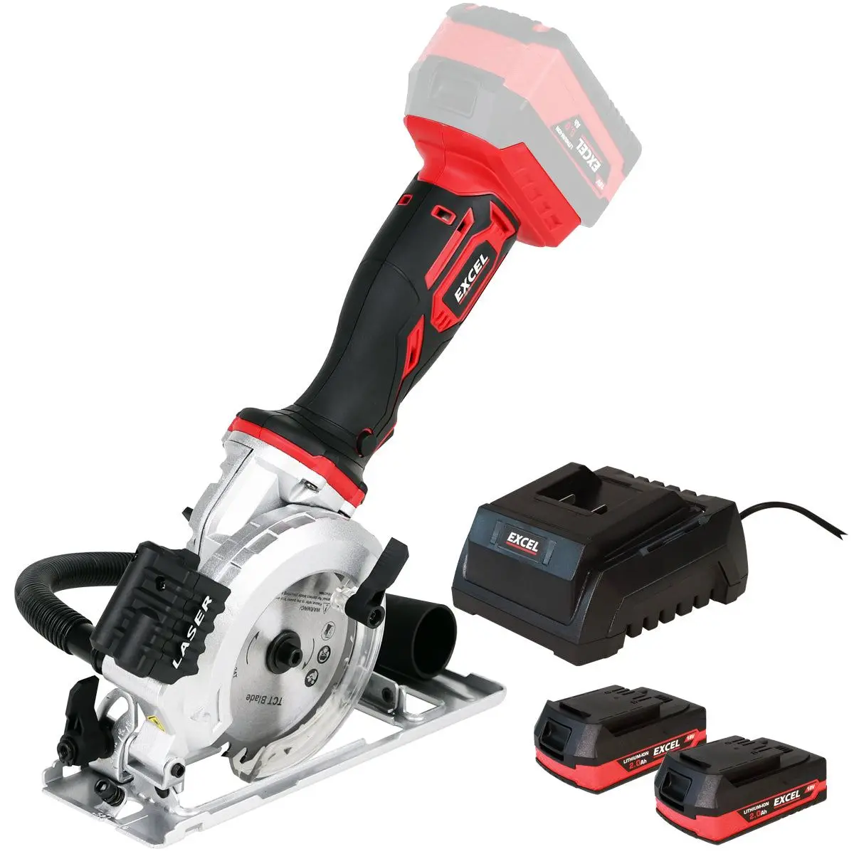 Excel 18V 115Mm Mini Circular Saw With 2 X 2.0Ah Battery & Charger 1