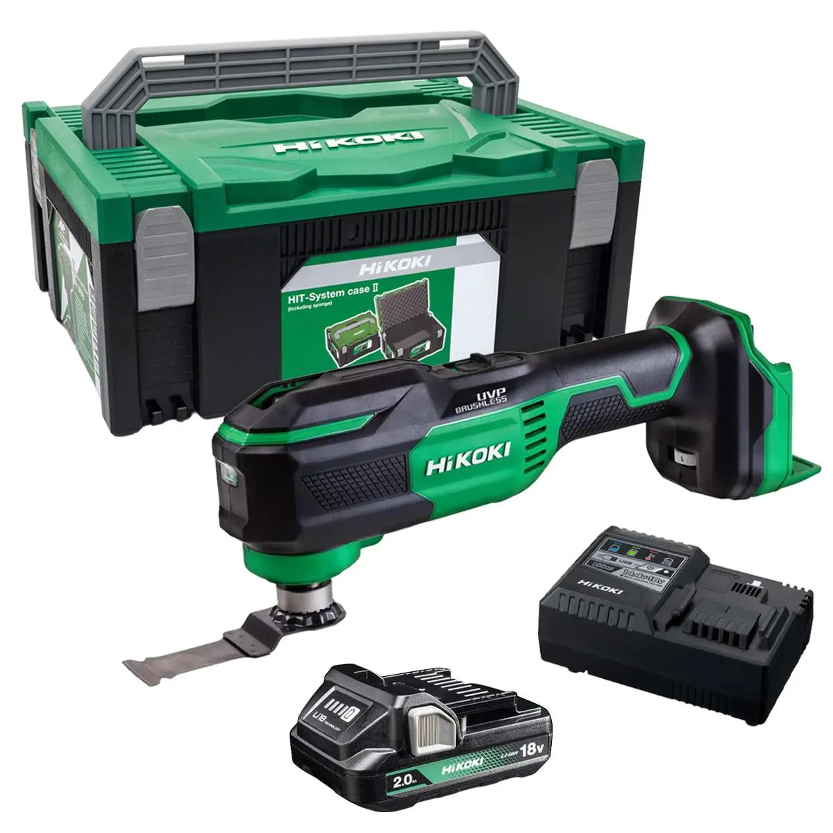 Hikoki Cv18dmaw2z 18V Brushless Starlock Max Multi Tool With 1 X 2.0Ah Battery Charger & Case 1