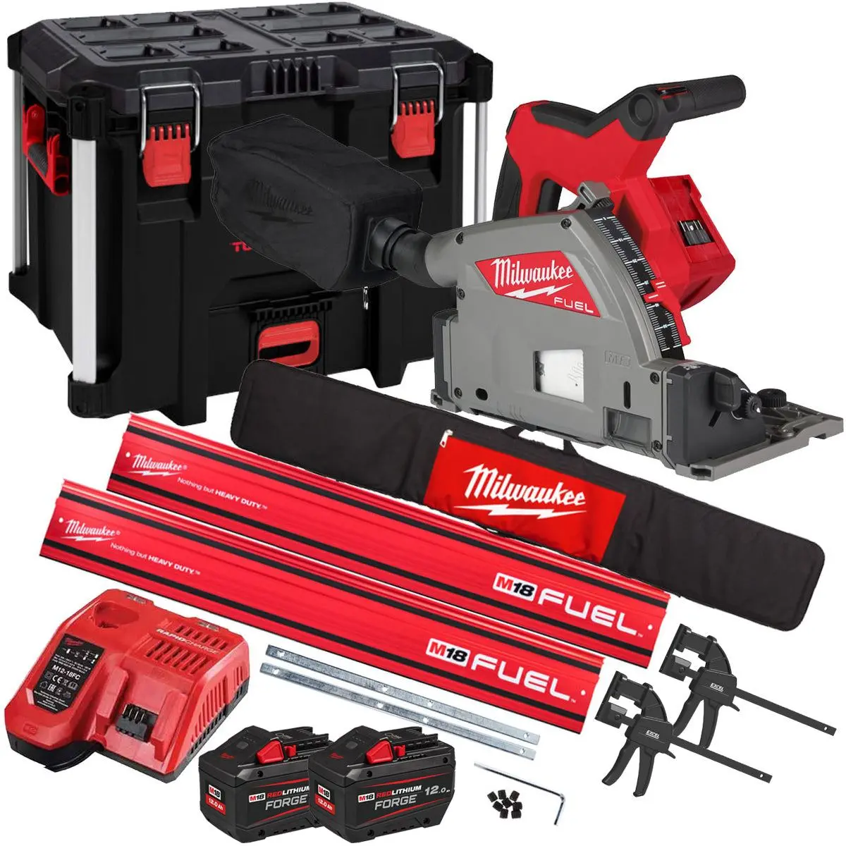 Milwaukee M18fps55-0P 18V 165Mm Fuel Brushless Plunge Saw With 2 X 12.0Ah Battery & Guide Rail Kit 1