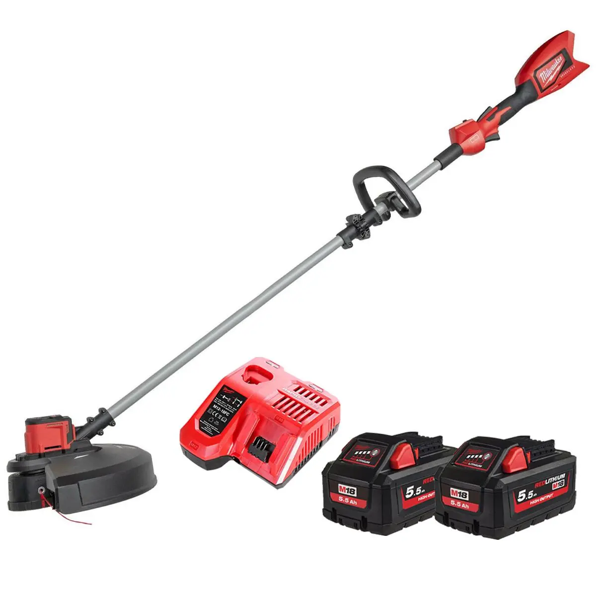 Milwaukee M18bllt-0 18V Brushless Line Trimmer With 2 X 5.5Ah Battery & Charger 1