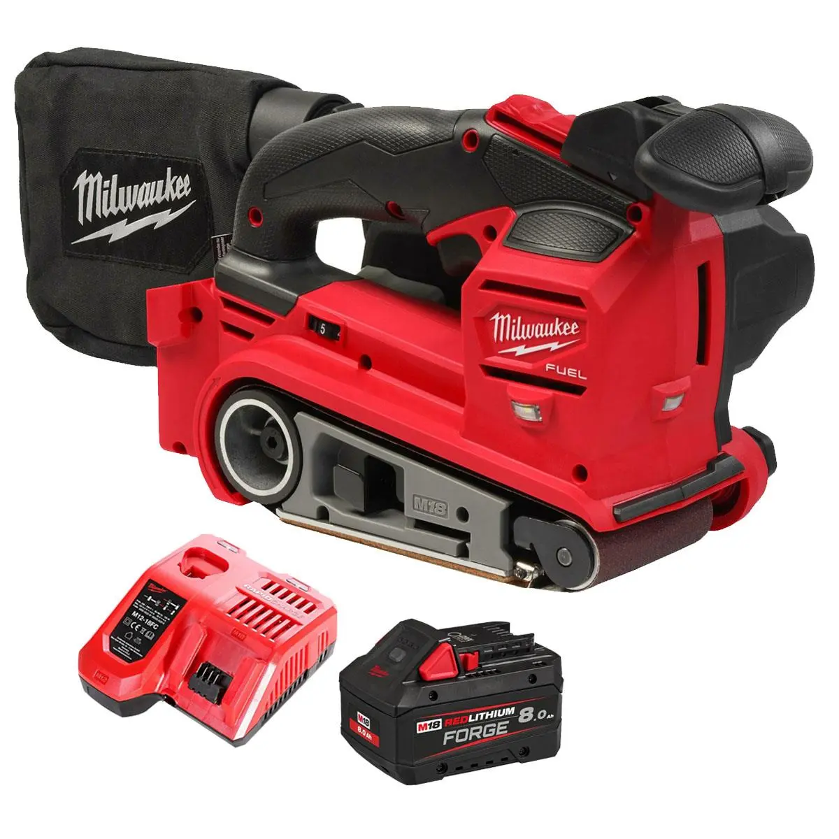 Milwaukee M18fbts75-0 M18 Fuel 18V Brushless Belt Sander With 1 X 8.0Ah Battery & Charger 1