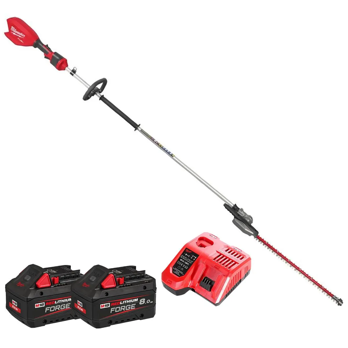 Milwaukee M18fhete27-802 18V Fuel Brushless 267Cm Extended Pole Hedge Trimmer With 2 X 8.0Ah Battery & Charger 4933492912 1