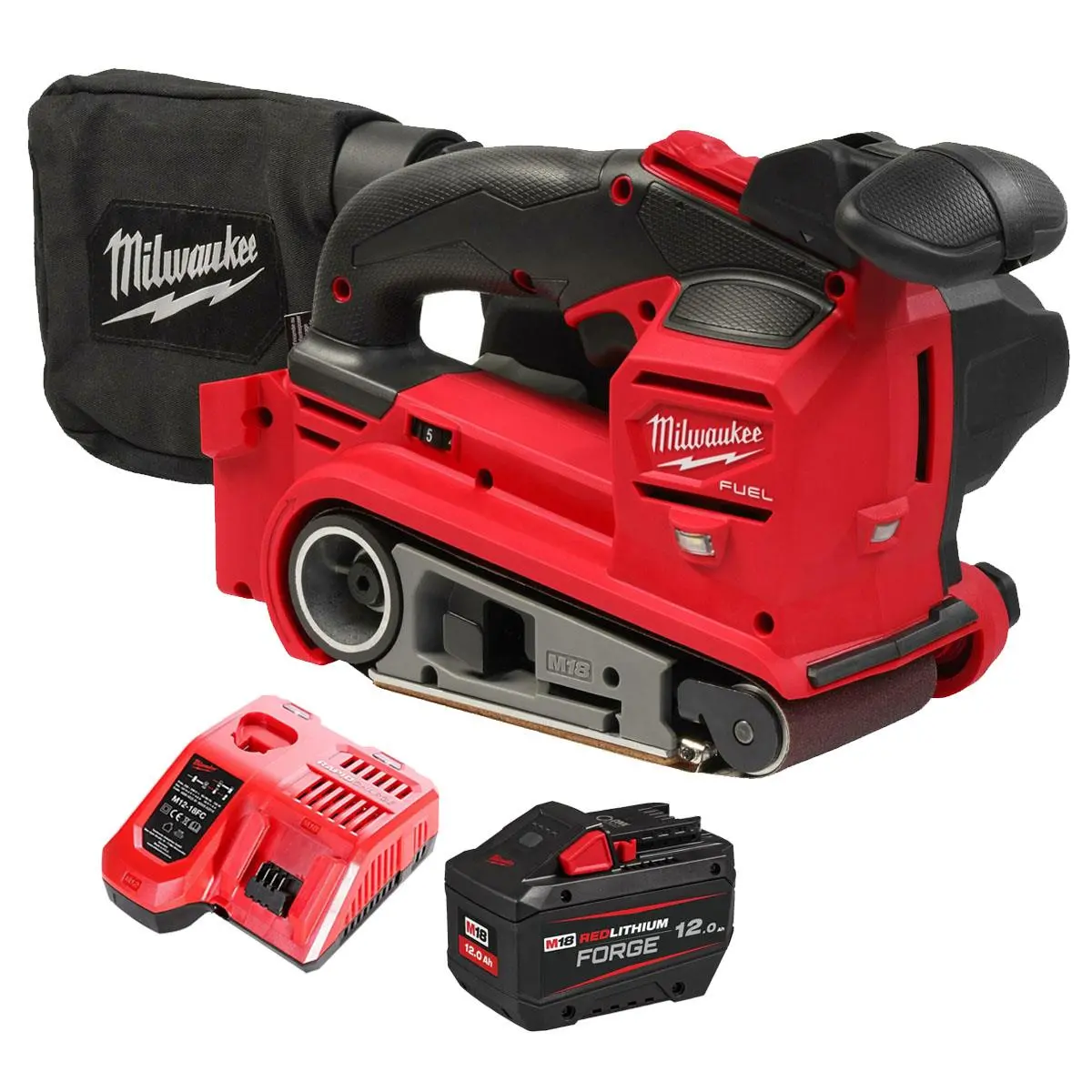 Milwaukee M18fbts75-0 M18 Fuel 18V Brushless Belt Sander With 1 X 12.0Ah Battery & Charger 1