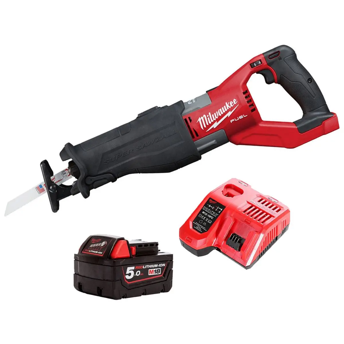 Milwaukee M18fsx-0 18V M18 Fuel Sawzall Reciprocating Saw With 1 X 5.0Ah Battery & Charger 1