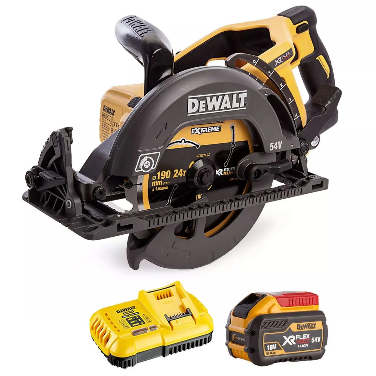Dewalt Dcs577n 54V Xr Flexvolt Brushless Circular Saw With 1 X 9.0Ah Battery & Charger 1