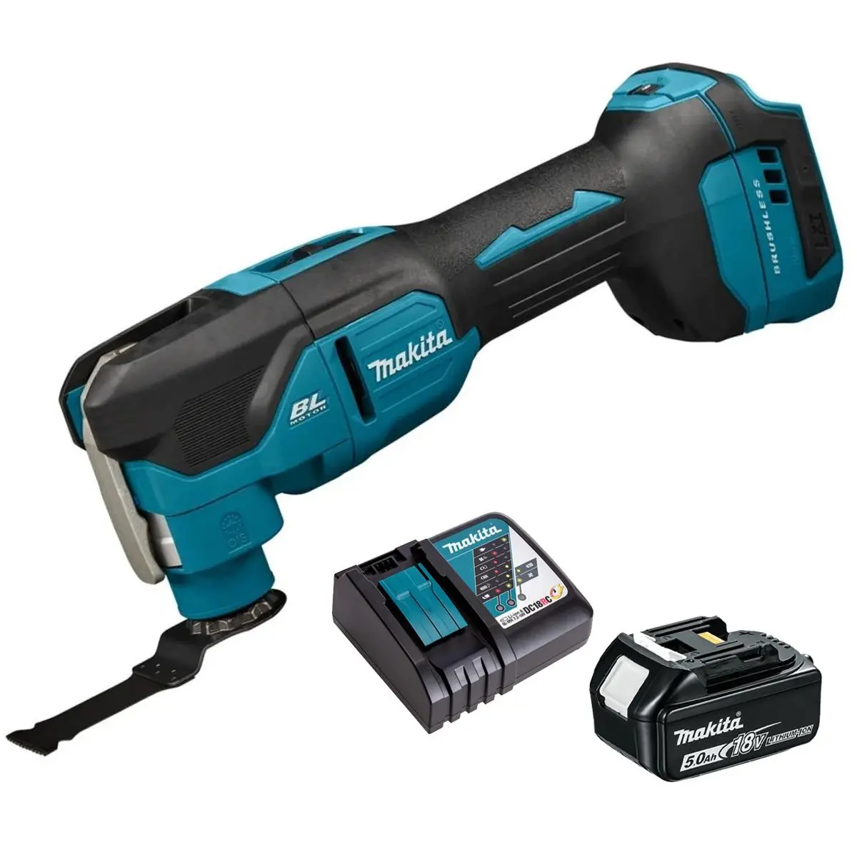 Makita Dtm53z 18V Lxt Brushless Multi Tool With 1 X 5.0Ah Battery & Charger 1