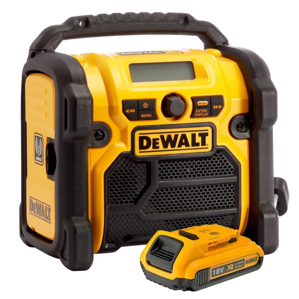 Dewalt Dcr020 240V Dab Digital Jobsite Fm Radio With 2.0Ah Battery 1