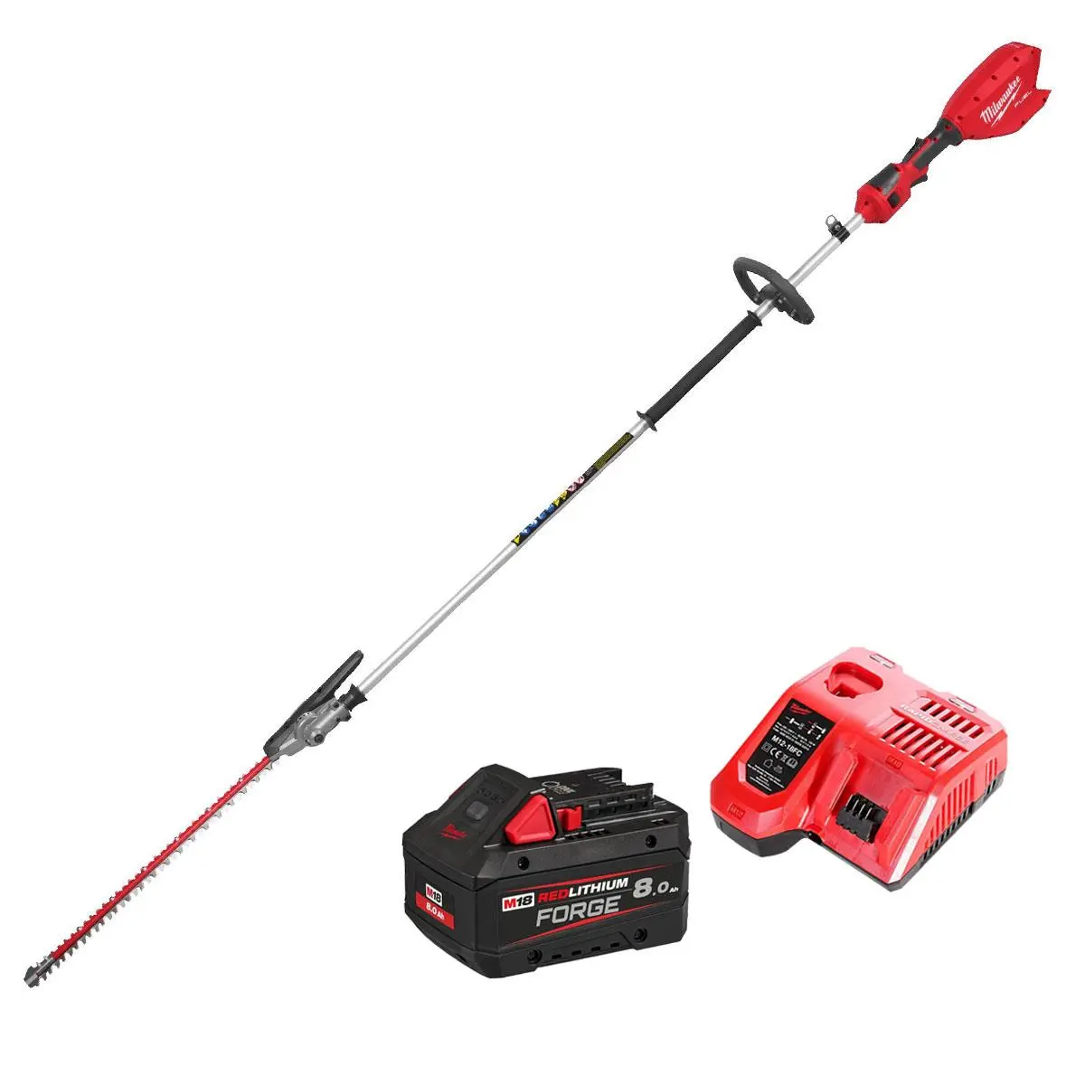 Milwaukee M18fhete27-0 M18 18V Brushless Pole Hedge Trimmer With 1 X 8.0Ah Battery & Charger 1