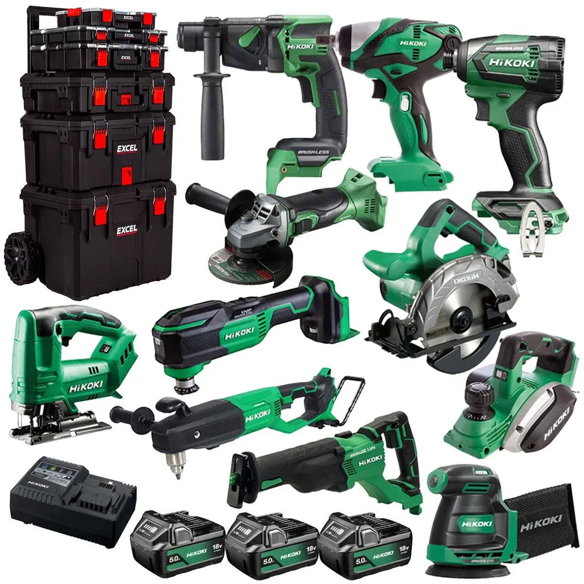 Hikoki 18V 11 Piece Power Tool Combo Kit With 3 X 5.0Ah Battery & Trolley Toolbox 1