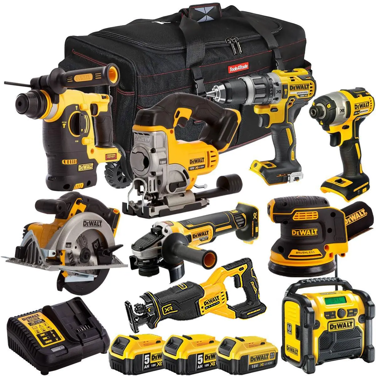 Dewalt 18V 9 Piece Combo Kit With 3 X Batteries & Charger T4tkit-1587 1