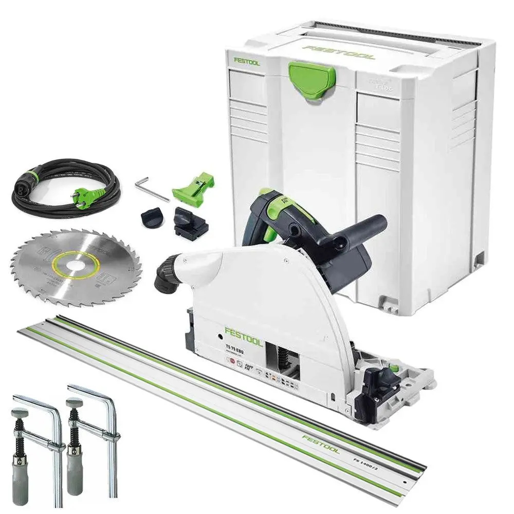 Festool Ts 75 Ebq-Plus 230V Gb Circular Plunge Cut Saw - 576114 With Guide Rail & Clamp 1