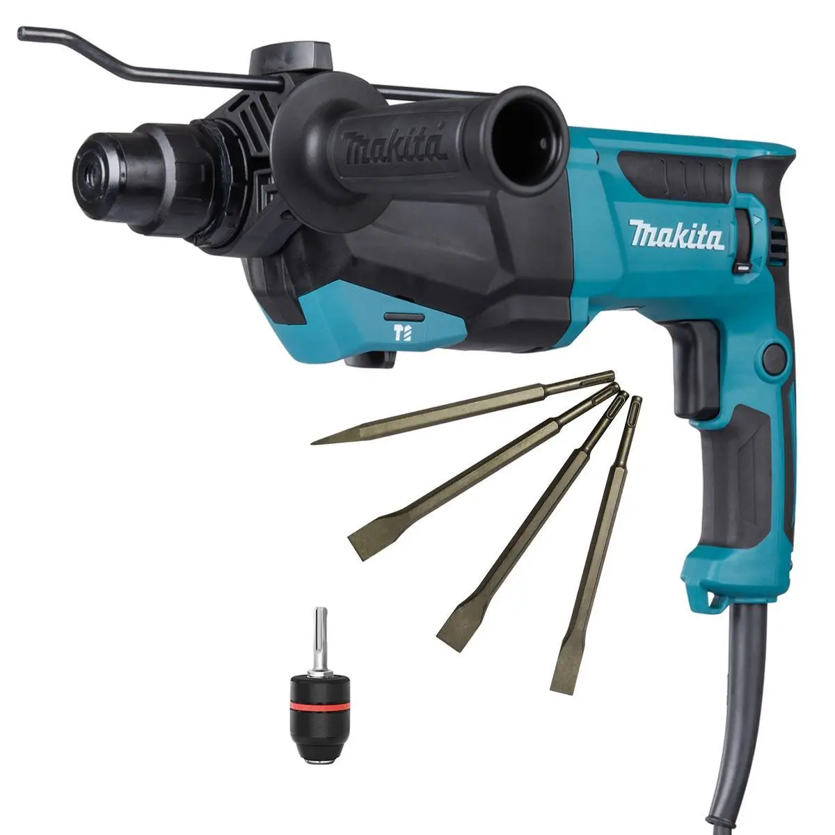 Makita Hr2670/2 26Mm Sds+ Rotary Hammer Drill With Excel Drill Chisel Set + 13Mm Keyless Chuck 2