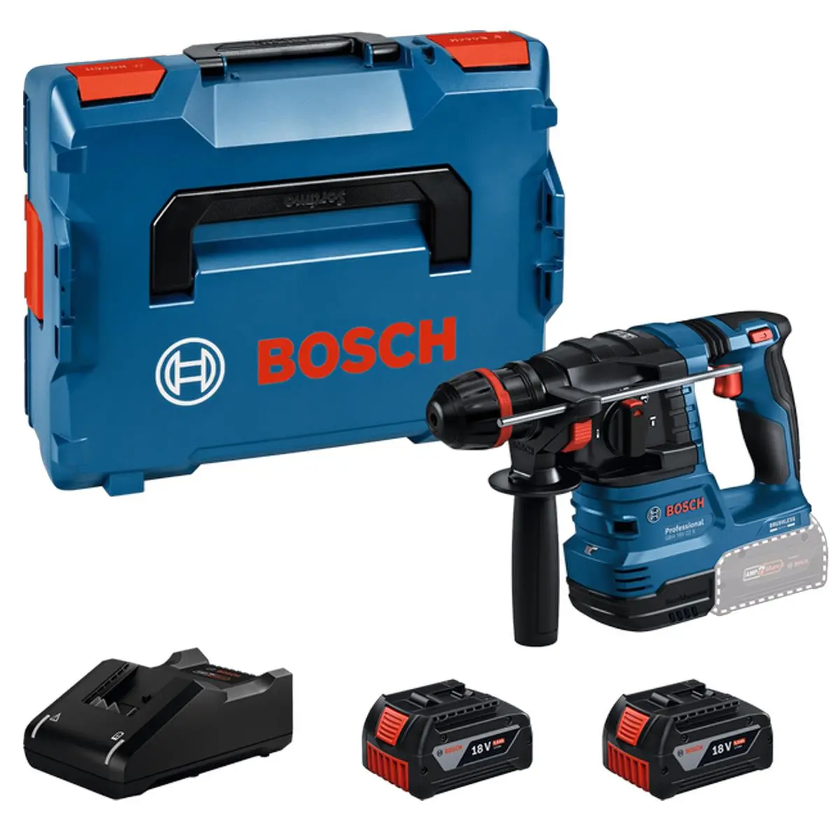 Bosch Gbh 18V-22 X 18V Brushless Sds+ Rotary Hammer Drill With 2 X 5.0Ah Battery, Charger & Case 0611924171 1