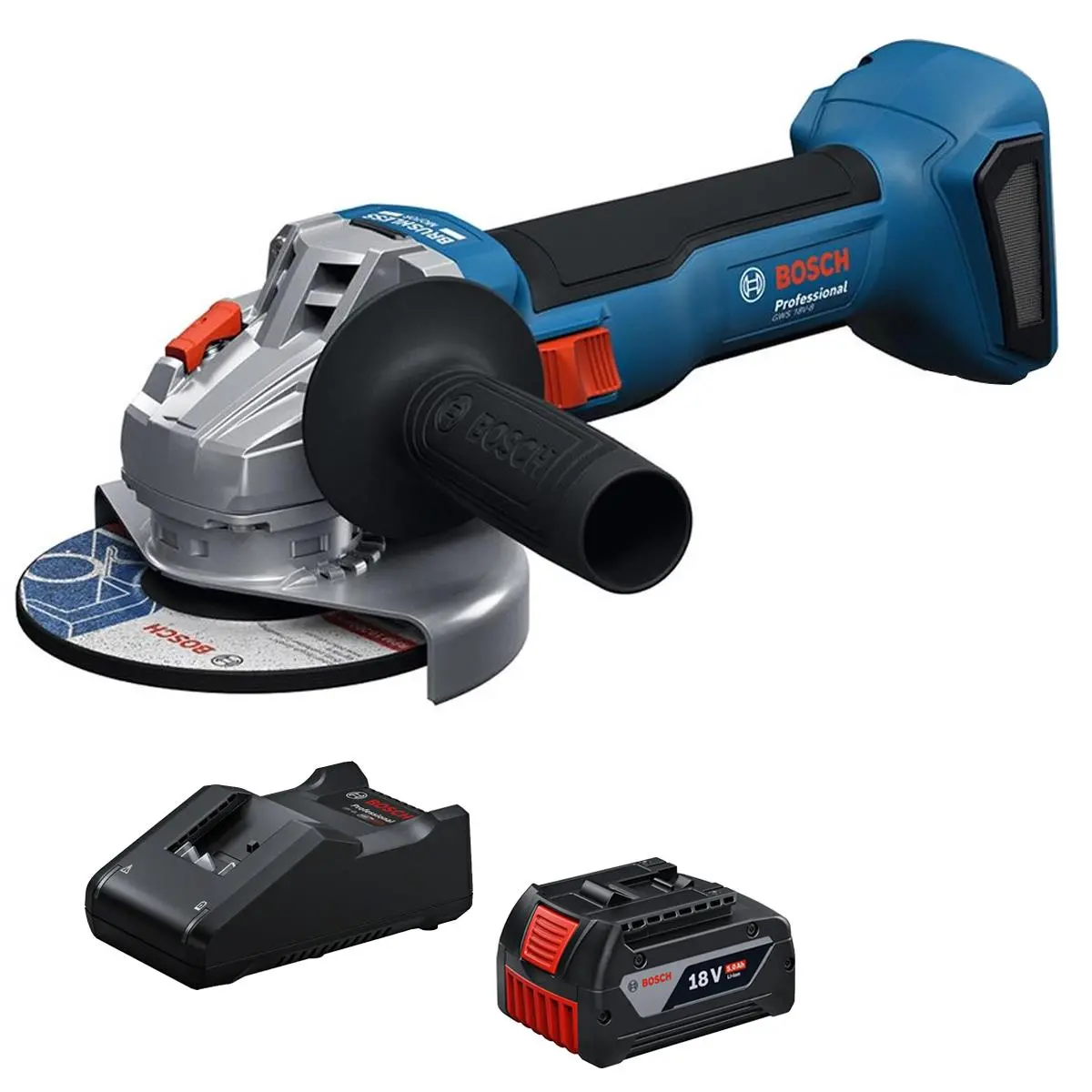 Bosch Gws 18V-8 18V Brushless 125Mm Angle Grinder With 1 X 5.0Ah Battery & Charger 1