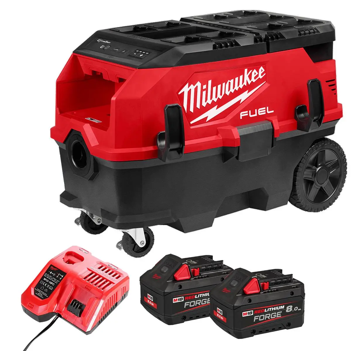 Milwaukee M18onef2vc34m-0 18V Dual Battery Brushless Dust Extractor With 2 X 8.0Ah Battery & Charger 1