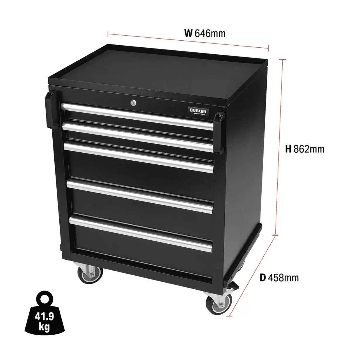 Draper Ms400-5T Bunker Modular Mobile Cabinet 5 Drawer 646Mm 29792 2