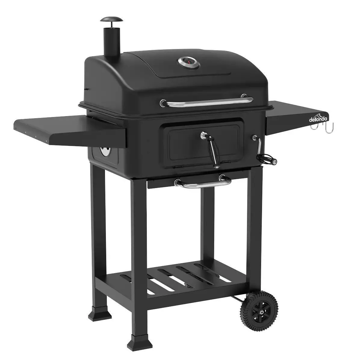 Sealey Dg283 Dellonda Charcoal Grill Bbq Smoker And Trolley With 2 Side Shelves Black 1
