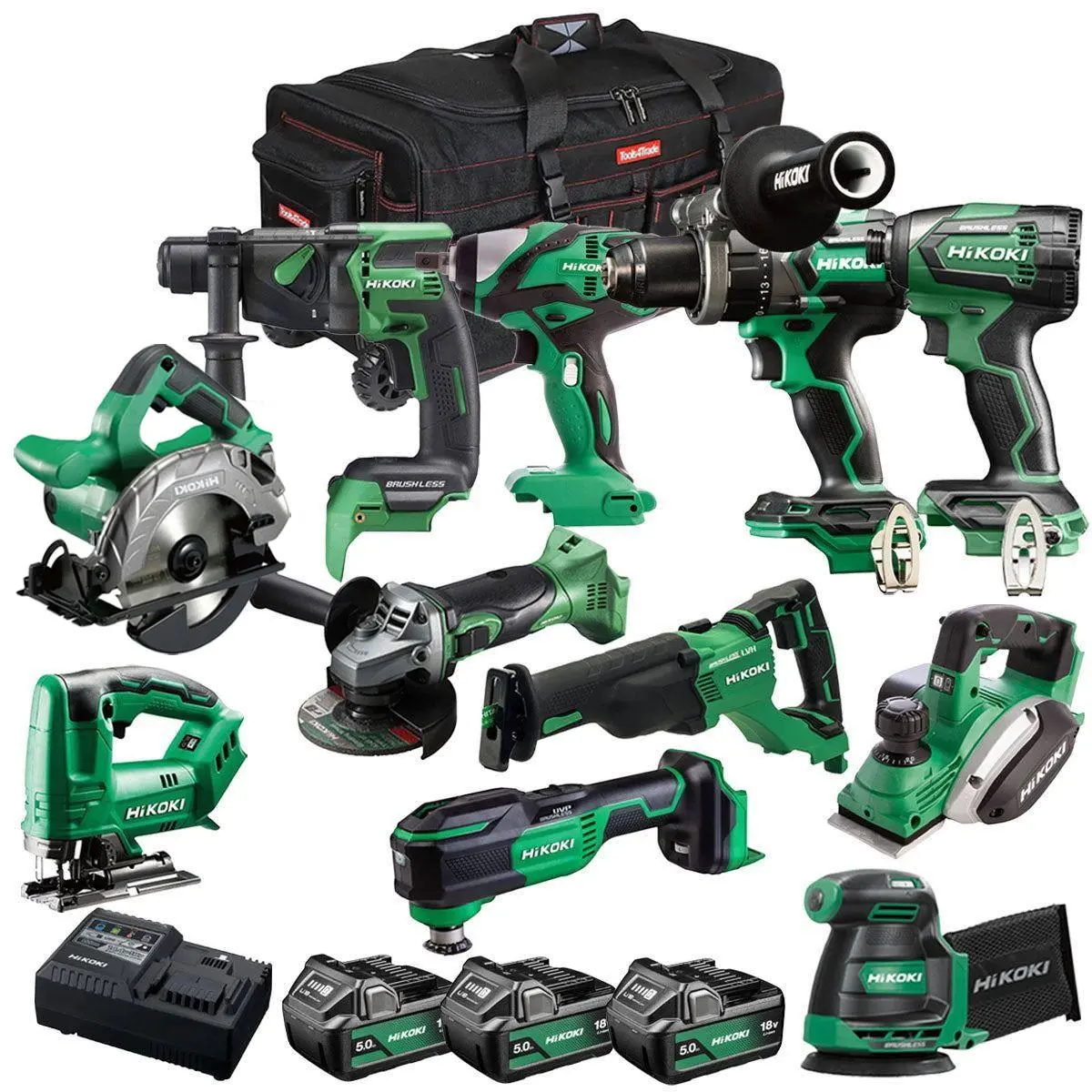 Hikoki 18V 11 Piece Power Tool Combo Kit With 3 X 5.0Ah Battery & Charger T4tkit-27291 1