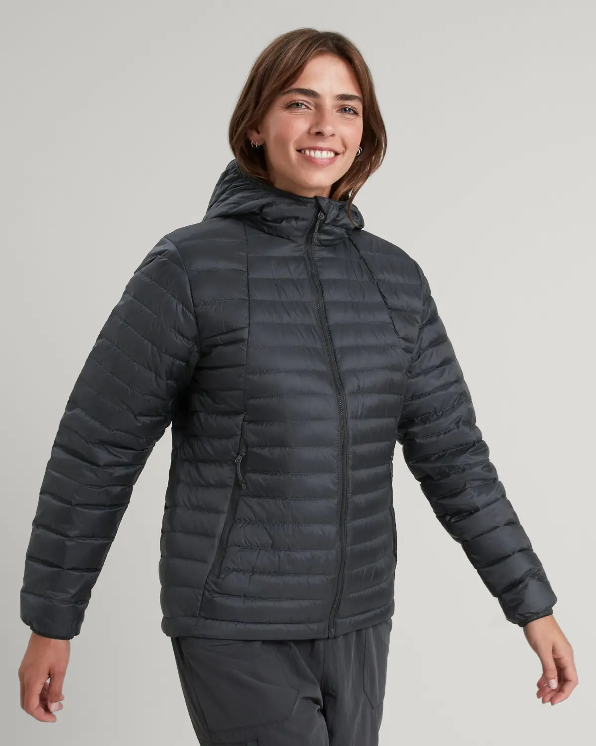 Women's Heli R Hooded Down Jacket - Black Stingray 1