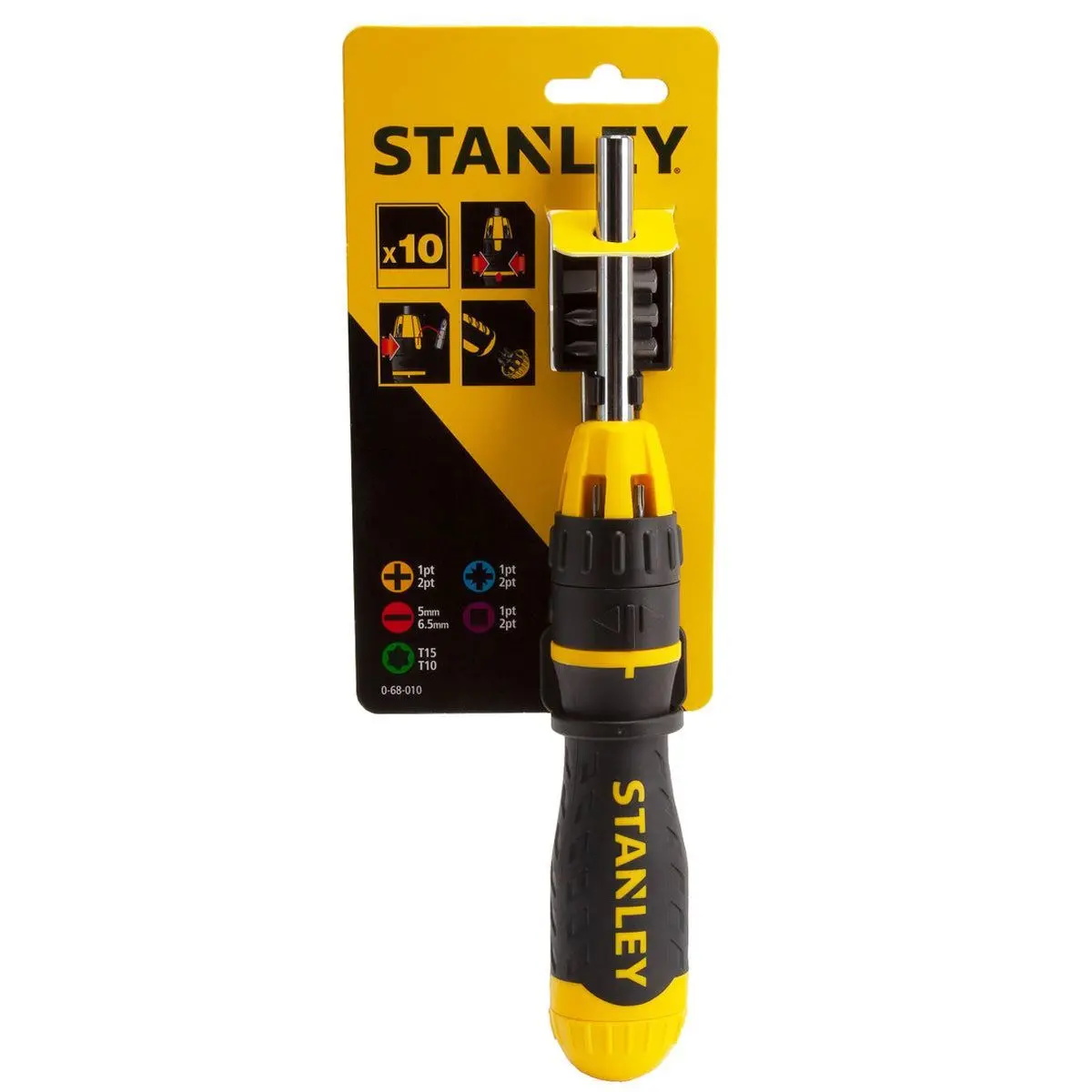 Stanley 0-68-010 Multibit Ratchet Screwdriver With 10 Bits Sta068010 1