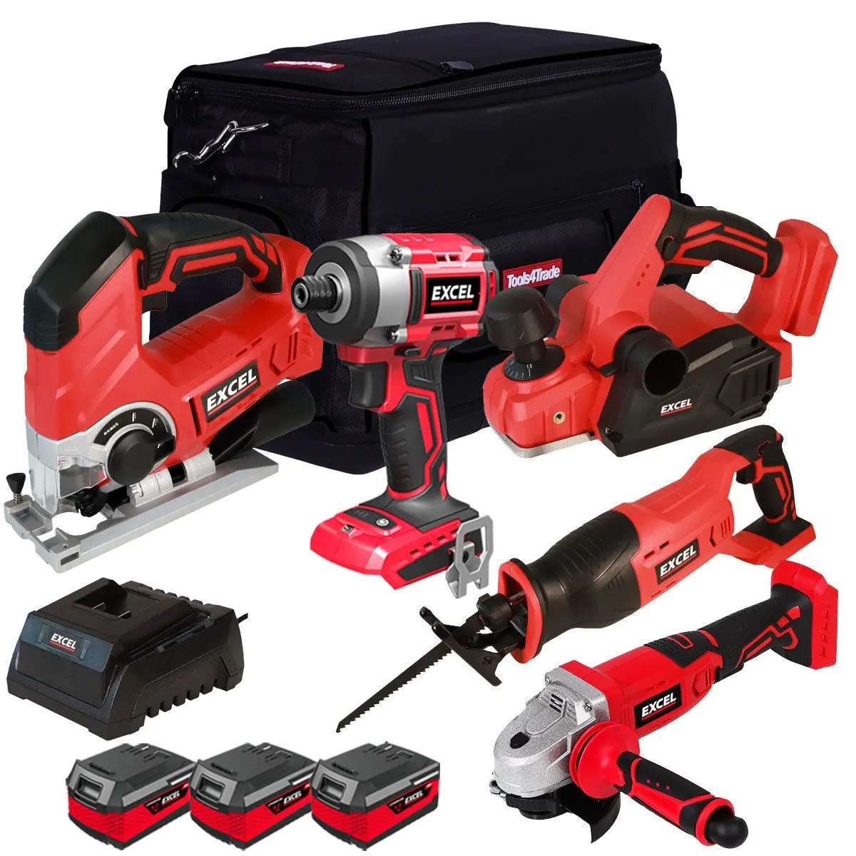 Excel 18V Cordless 5 Piece Tool Kit With 3 X 4.0Ah Battery & Charger Exl5169 1