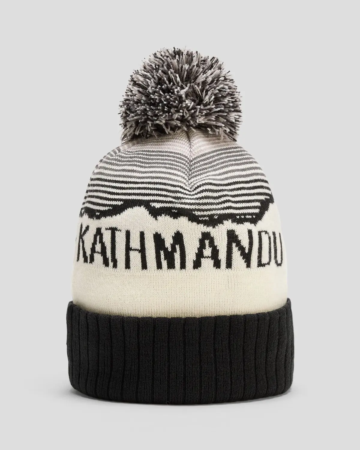 Mtn Skies Pompom Beanie - Black/White/Grey 1