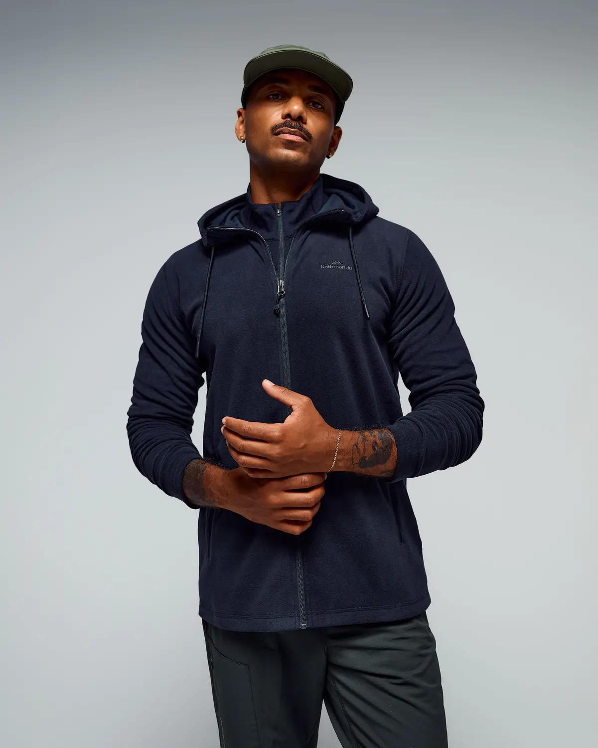 Men's Mt Aspiring Hooded Fleece Jacket  - Black Stingray 1