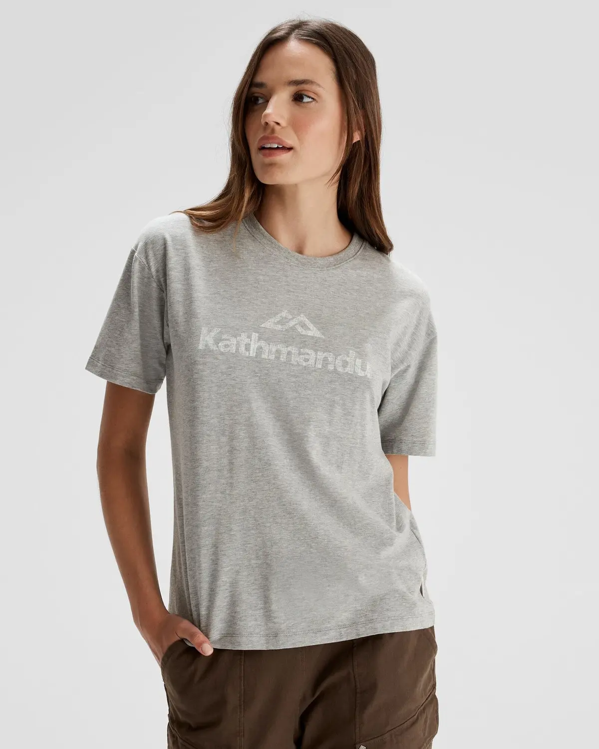 Women's Logo Organic Cotton T-Shirt - Light Grey Marle 1