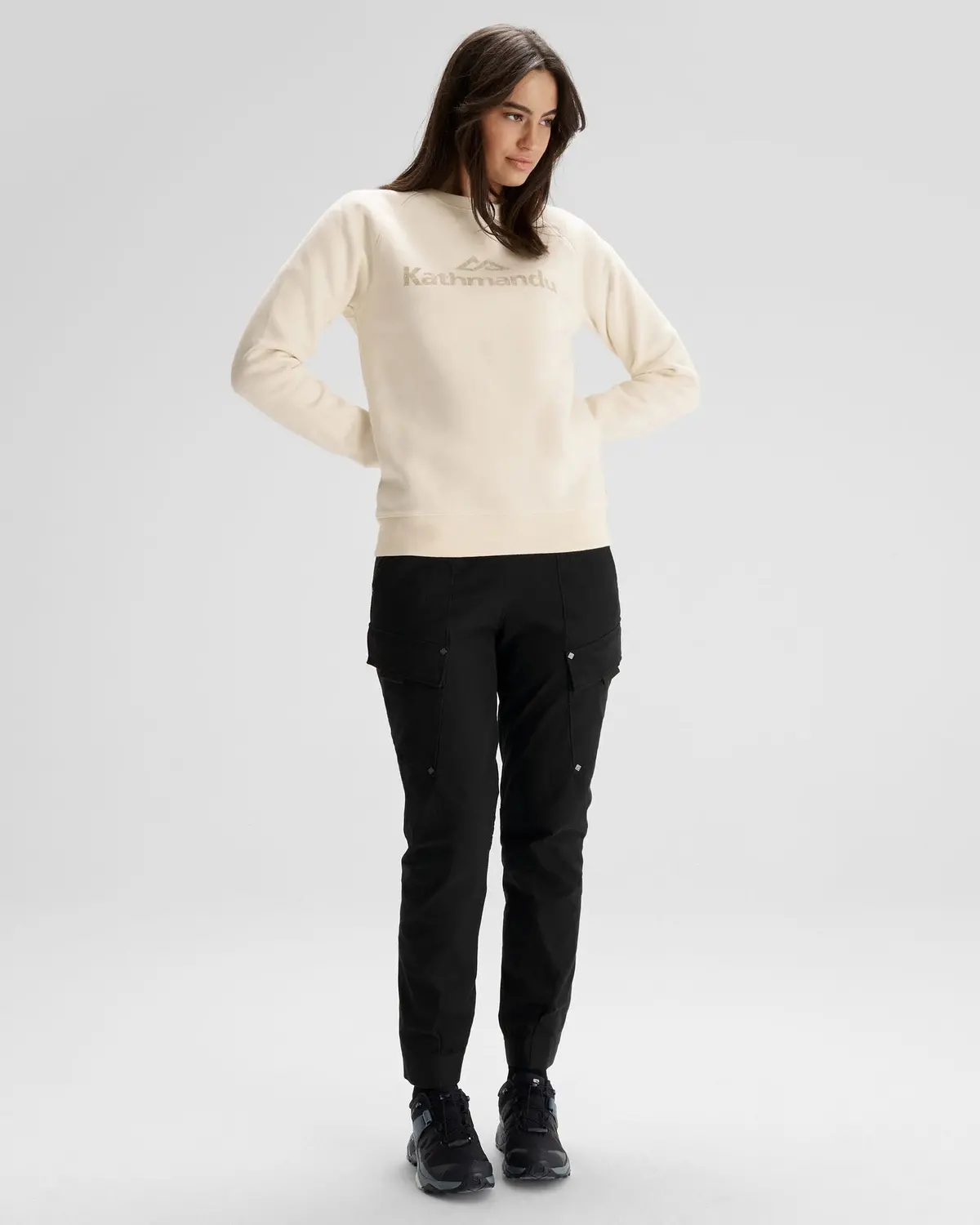 Women's Kathmandu Logo Crew Sweater - Natural 1